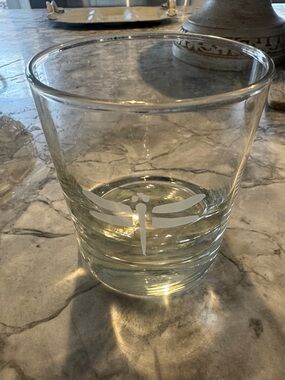 Etched Dragonfly Clear Tumbler Glass